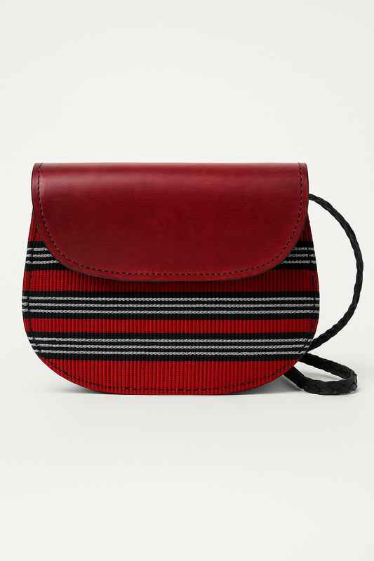 Sac en cuir et pagne tissé africain rouge – sac artisanal femme – sac bandoulière ethnique – sac fait main en cuir véritable – idée cadeau bohème (Copie) (Copie)