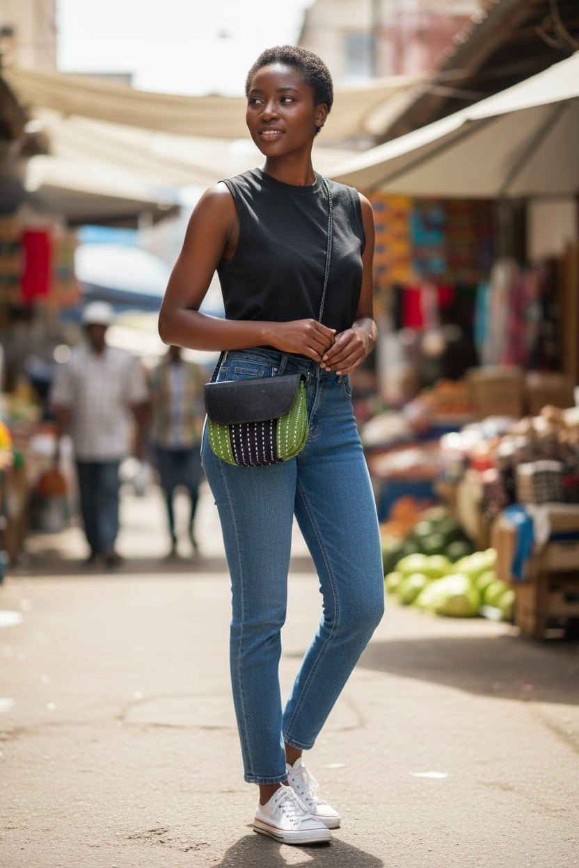 Sac en cuir et pagne tissé africain – sac artisanal femme – sac bandoulière ethnique – sac fait main en cuir véritable – idée cadeau bohème